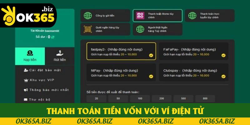 Thanh toán tiền vốn với ví điện tử Thanh toán tiền vốn với ví điện tử